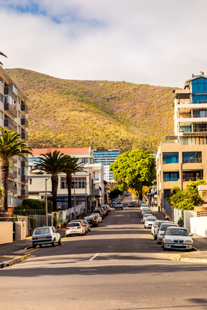 Cape Town, South Africa - May 12, 2022: Street scene on Sea Point breach front avenueのeditorial素材
