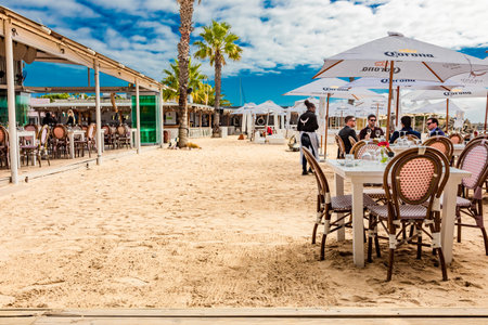 Cape Town, South Africa - May 12, 2022: Grand Africa Cafe and Beachfront bar and restaurantの写真素材