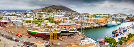 Cape Town, South Africa - March 8, 2023: Shipyard docks at V and A Waterfront Harbourのeditorial素材