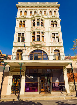 Cape Town, South Africa - March 15, 2023: Street view of old buildings in city centreのeditorial素材