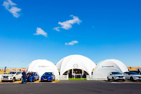Cape Town, South Africa - February 24, 2023: Nissan E-Power electric vehicles on display