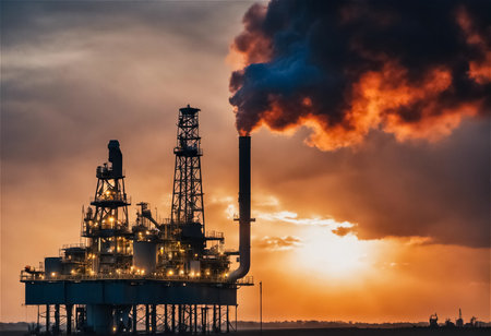 AI Generative illustration digital art of Natural Gas rigの素材