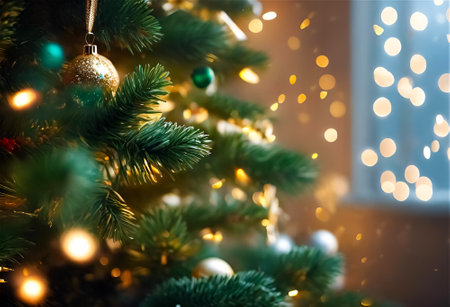 An AI generated illustration of a traditional Christmas themed sceneの素材