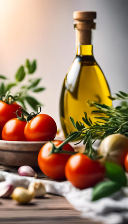 An AI Generative illustration of traditional Italian food ingredients for cookingの素材