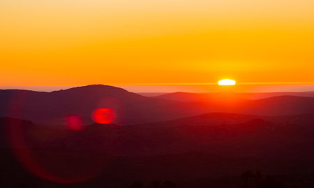 Sunset view of mountains in the Namaqualand region of South Africa