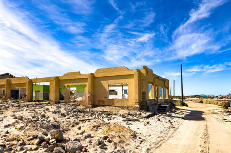 Abandoned building in small West Coast town of Port Nolloth, South Africaの写真素材