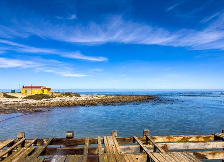 Old fishing village buildings  in small West Coast town of Port Nolloth, South Africaの写真素材