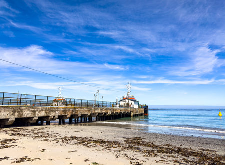 Old jetty in small West Coast town of Port Nolloth, South Africaの写真素材
