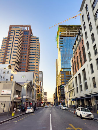 Cape Town, South Africa - October 30, 2023:  Street view of buildings in city CBDのeditorial素材