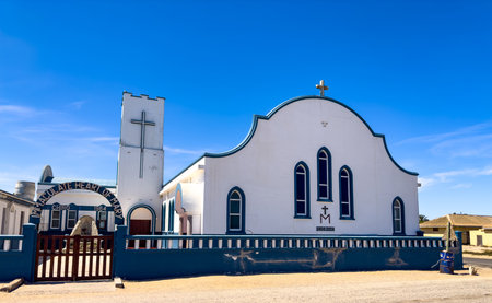 Port Nolloth, South Africa - March 16, 2024: Old Catholic Church in small coastal townのeditorial素材