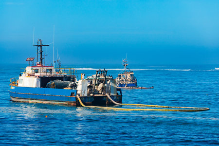 Port Nolloth, South Africa - March 17, 2024: Marine Diamond mining boats in small coastal townのeditorial素材
