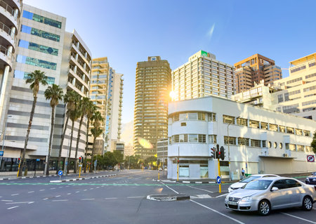 Cape Town, South Africa - November 08, 2023: Street view of buildings in city CBDのeditorial素材