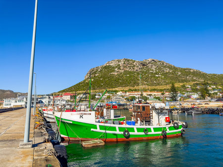 Cape Town, South Africa - December 11, 2023: Small Fishing Boats docked in Kalk Bay Harbourのeditorial素材