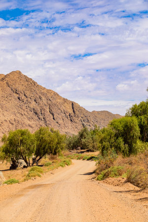 Gravel dirt road in the Richtersveld National Park, arid area of South Africaの写真素材