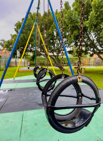 Public children's playground park on a cloudy day in Cape Town, South Africa