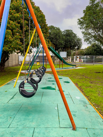 Public children's playground park on a cloudy day in Cape Town, South Africa