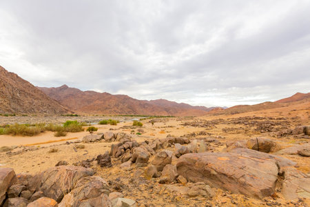 Orange River in the Richtersveld National Park, arid area of South Africaの写真素材