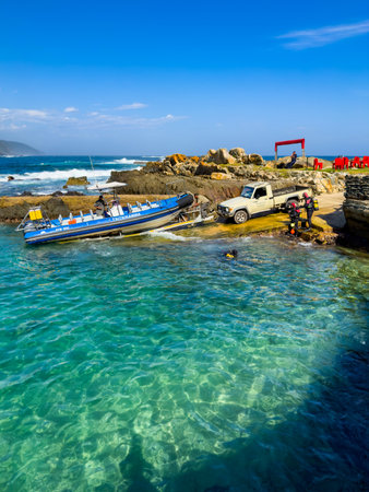 Garden Route, South Africa - October 13, 2025: Water sport activities at Storms River Mouth Parkのeditorial素材
