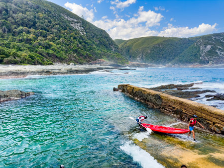Garden Route, South Africa - October 13, 2025: Water sport activities at Storms River Mouth Parkのeditorial素材
