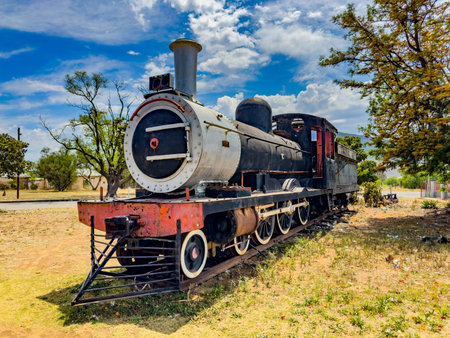 Graaff-Reinet, South Africa - October 25, 2025: Old steam train in small rural townのeditorial素材
