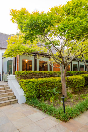 Cape Town, South Africa - November 18, 2025: Exterior of Beyond Restaurant at Buitenverwachting, wine estateのeditorial素材