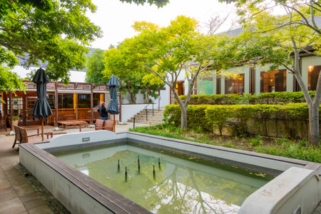 Cape Town, South Africa - November 18, 2025: Exterior of Beyond Restaurant at Buitenverwachting, wine estateのeditorial素材