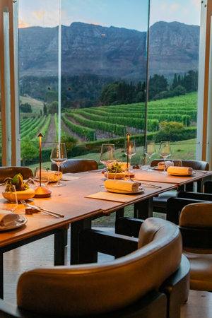 Cape Town, South Africa - November 18, 2025: Interior of Beyond Restaurant at Buitenverwachting, wine estateのeditorial素材
