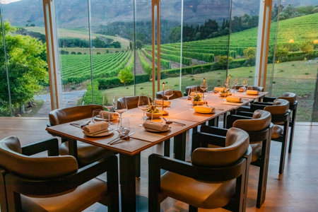 Cape Town, South Africa - November 18, 2025: Interior of Beyond Restaurant at Buitenverwachting, wine estateのeditorial素材