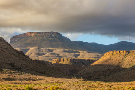 View of Arid desert landscape in the Karoo, South Africaの写真素材