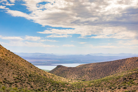 View of arid mountain landscape in Graaff-Reinet, South Africa