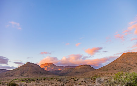 View of Arid desert landscape in the Karoo, South Africaの写真素材
