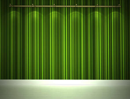 Illuminated green wall and white floorの写真素材