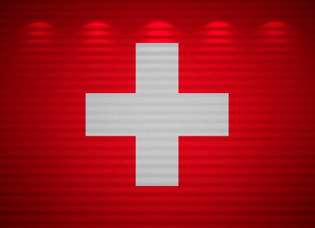 Swiss flag wall, abstract backgroundの写真素材
