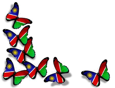Namibia flag butterflies, isolated on white backgroundの写真素材