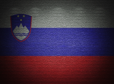 Slovenian flag wall, abstract grunge backgroundの写真素材