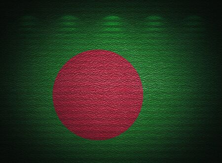Bangladesh flag wall, abstract grunge backgroundの写真素材