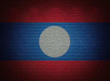 Laotian flag wall, abstract grunge backgroundの写真素材
