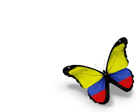 Colombia flag butterfly, isolated on white backgroundの写真素材