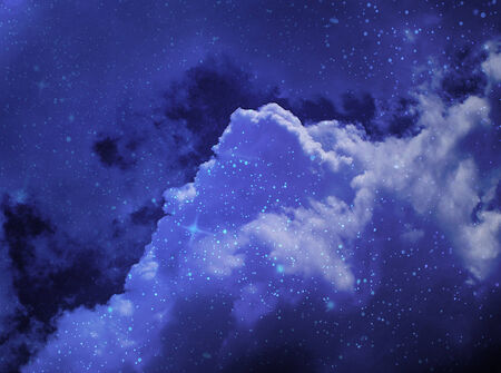 The blue star sky with cloudsの写真素材