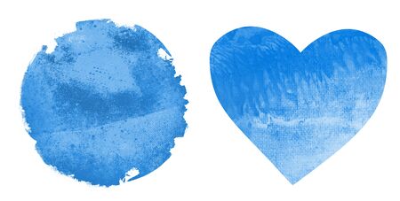 Two watercolor circle and heart on white as backgroundの写真素材