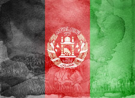 Watercolor flag on background. Afghanistanの写真素材