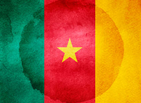 Watercolor flag on background. Cameroonの写真素材