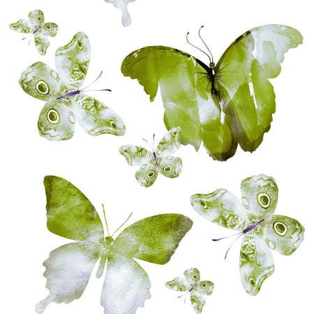 Watercolor seamless pattern with butterfliesの写真素材