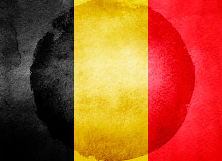 Watercolor flag on background. Belgiumの写真素材