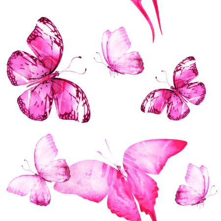 Watercolor seamless pattern with butterfliesの写真素材