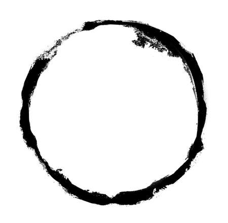 Watercolor black circle on white as backgroundの写真素材