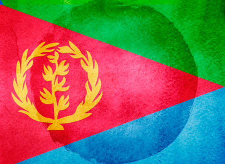 Watercolor flag on background. Eritreaの写真素材