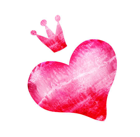 Watercolor heart with the crownの写真素材