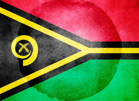 Watercolor flag on background. Vanuatuの写真素材