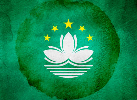 Watercolor flag on background. Macauの写真素材